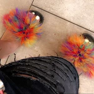 Furry flip flops